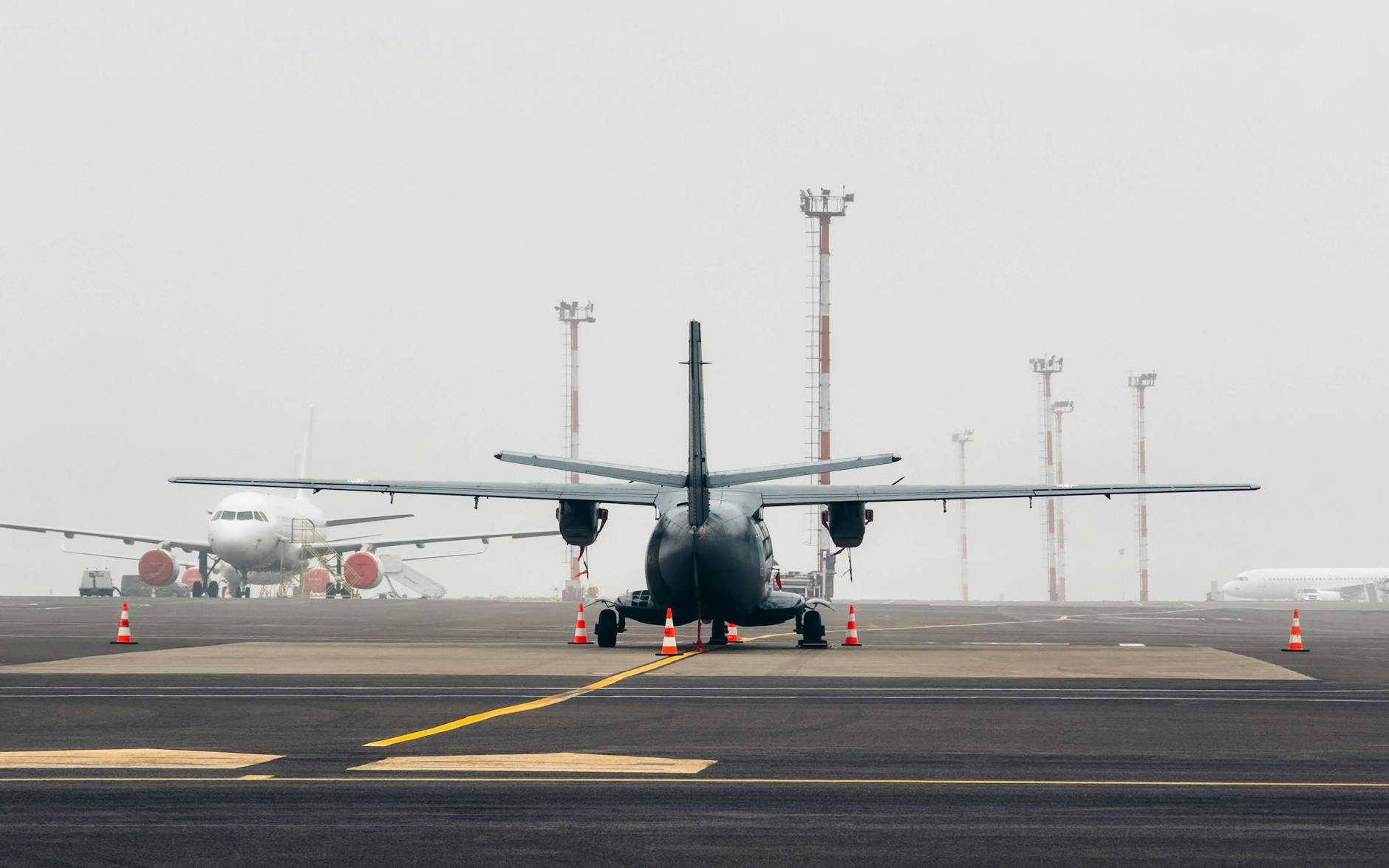 commercial planes on runway at vilnius airport