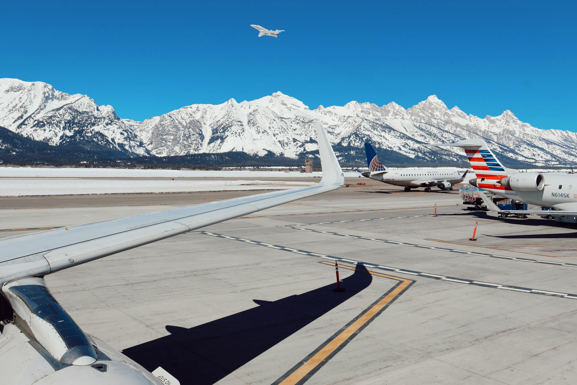 mountains in snow seen from airport