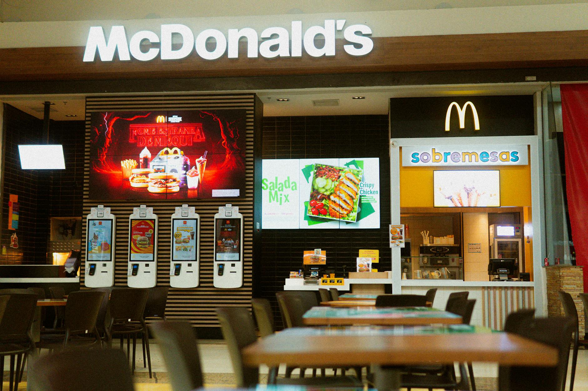 modern mcdonald s interior with self service kiosks