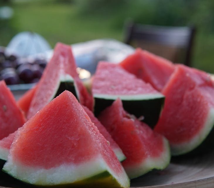 sliced watermelon on ceramic plate