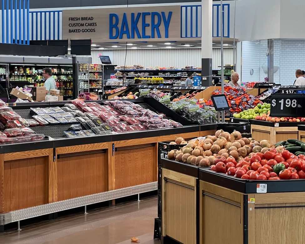 interior of a modern supermarket produce section